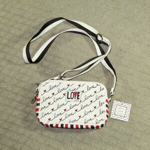 BRIGHTON Lovely "LOVE SCROLL" Canvas Crossbody Bag/Purse NWT -